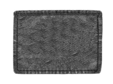 siyah deri etiket üzerinde beyaz izole