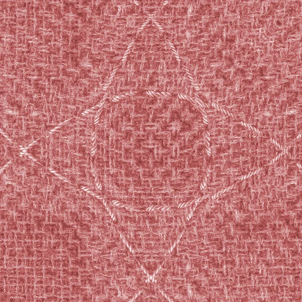 Texture tessile rossa decorata con cucitura — Foto Stock