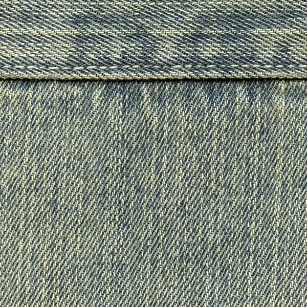 Gray-blue denim texture, seam — Stock Photo, Image