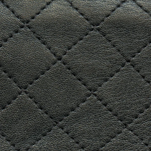 Black leather texture, seams — Stock Photo, Image