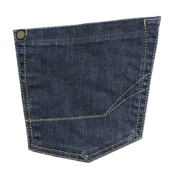 Bolso traseiro de jeans azul isolado no fundo branco — Fotografia de Stock