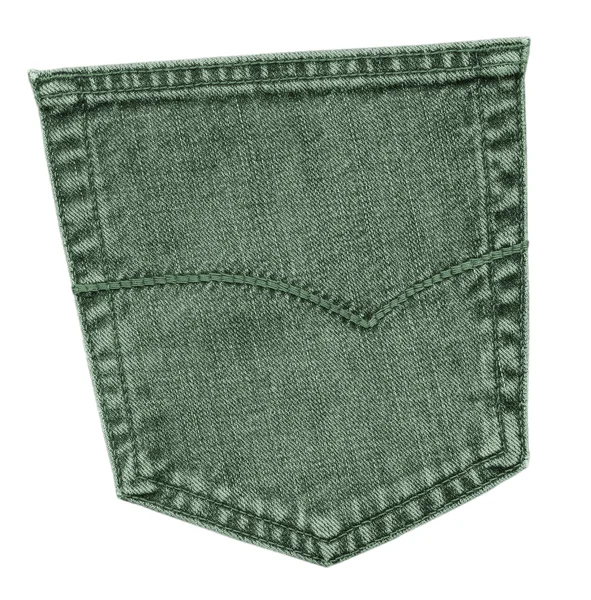 Groene jeans achterzak geïsoleerd — Stockfoto