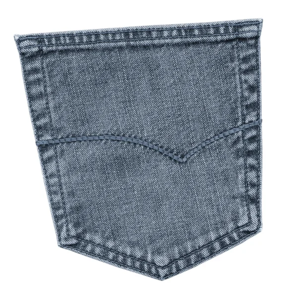 Bolso traseiro de jeans azul isolado no fundo branco — Fotografia de Stock