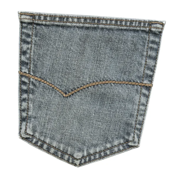 Gri-mavi jeans arka cebimde izole — Stok fotoğraf