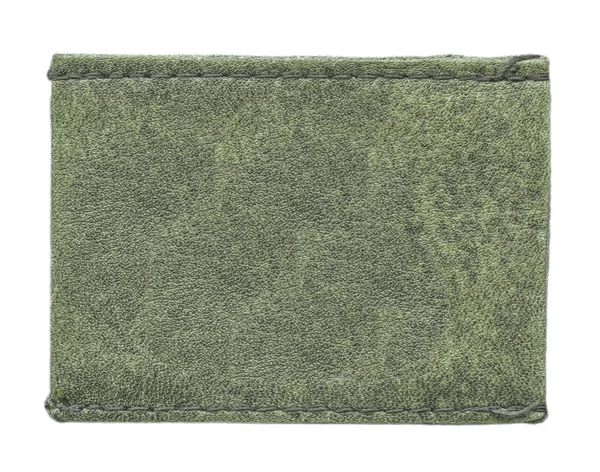 Etiqueta de cuero verde en blanco aislado en blanco — Foto de Stock