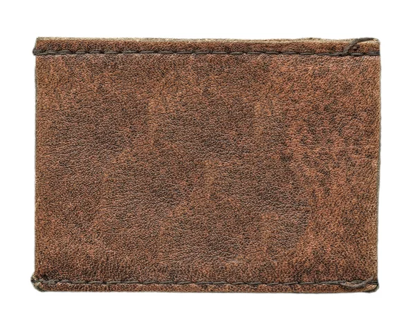 Etiqueta de cuero marrón en blanco aislado en blanco — Foto de Stock