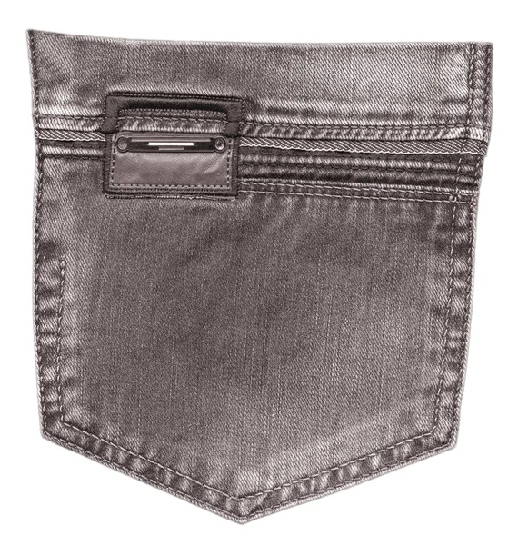 Braune Jeans Gesäßtasche, Lederetikett — Stockfoto