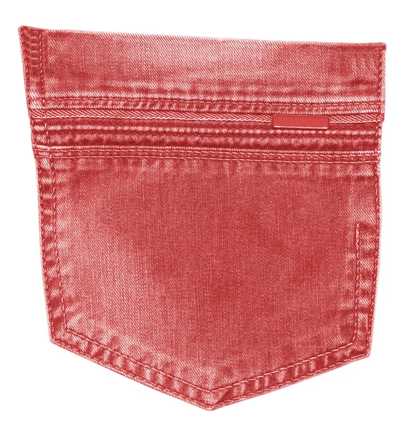 Czerwone dżinsy tył kieszeń na białym tle — Zdjęcie stockowe