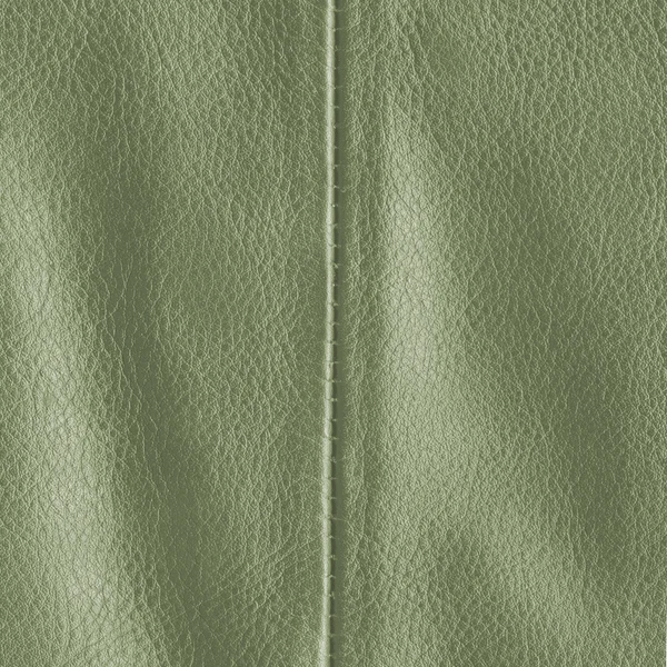 Textura de couro verde decorado com costura — Fotografia de Stock