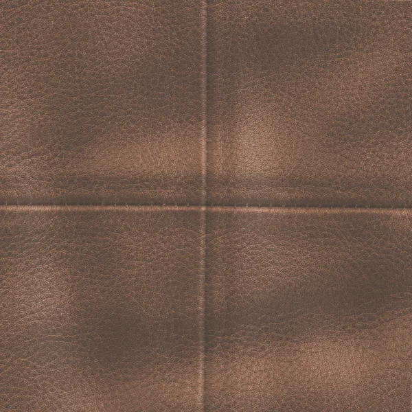 Brown leather texture, seams in shape of the cross — Stock Photo, Image