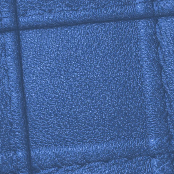 Textura de couro azul decorado com costuras — Fotografia de Stock