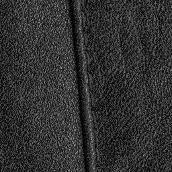 Textura de couro preto decorado com costura — Fotografia de Stock