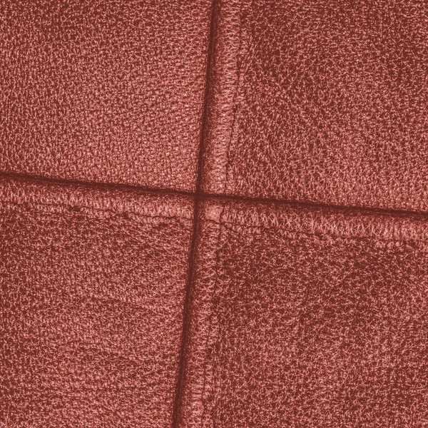 Texture in pelle rossa, cuciture a forma di croce — Foto Stock