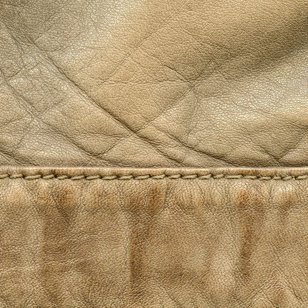 Beige leather texture,seam — Stock Photo, Image