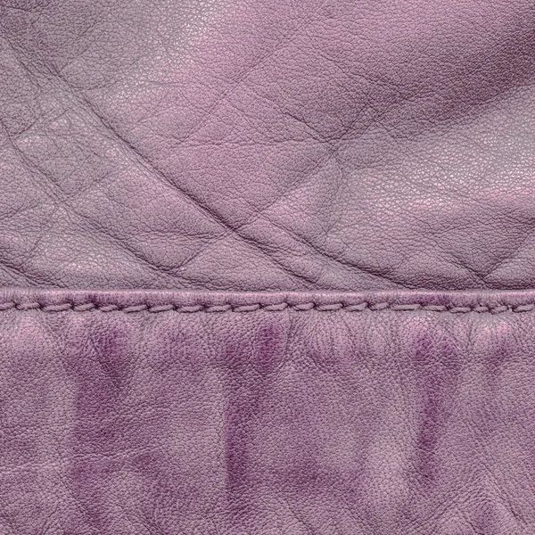 Violet leather background, stitches, seam — Stock Photo, Image