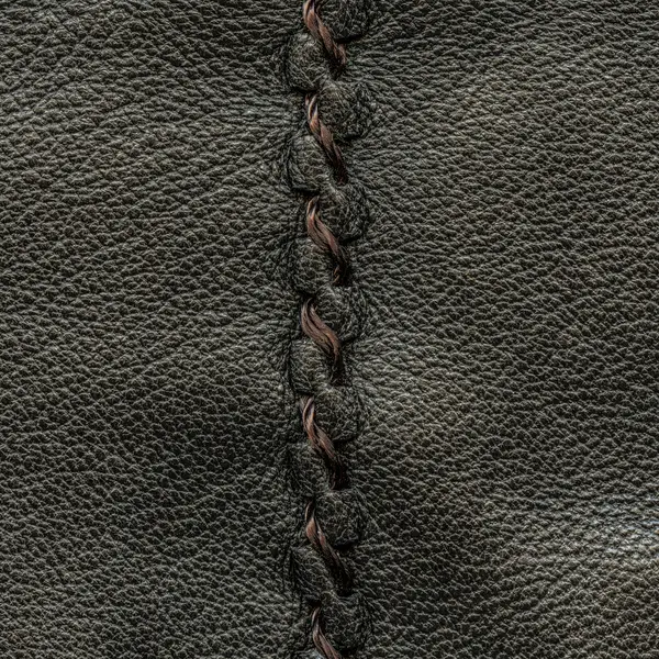 Textura de cuero marrón decorado con costura —  Fotos de Stock