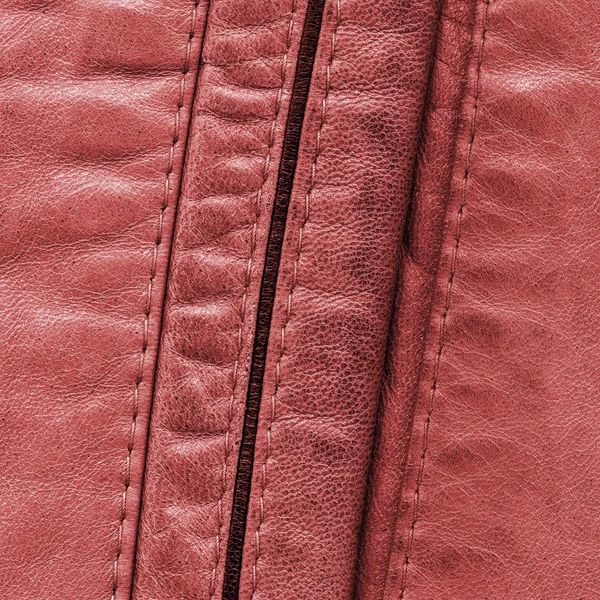 Fundo de couro vermelho, costuras — Fotografia de Stock