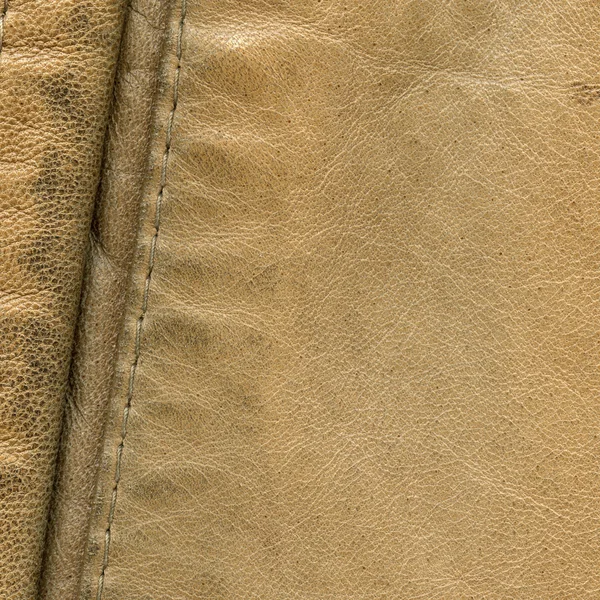 Fondo de cuero marrón claro, costura — Foto de Stock