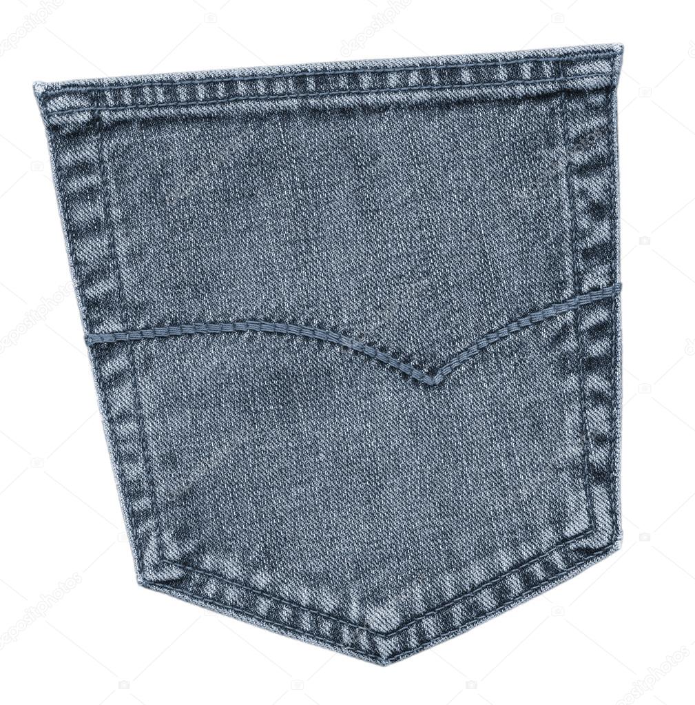 blue jeans back pocket isolated on white background
