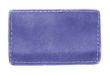 beyaz zemin üzerine mavi deri etiket