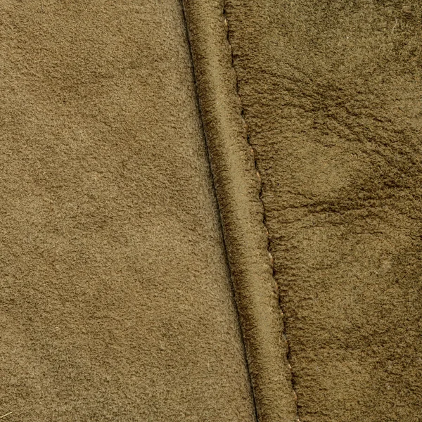 Brown leather texture, seam — Stock Photo, Image