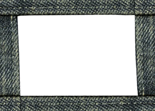 Fotoframe gemaakt van grijs-blauw denim materiaal — Stockfoto
