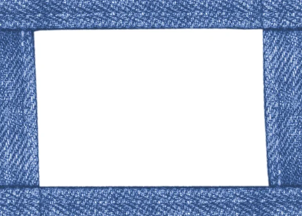 Fotoframe gemaakt van blauwe denim materiaal — Stockfoto