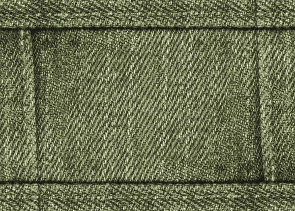 Зеленый фон джинсов, швы в форме рамки — стоковое фото