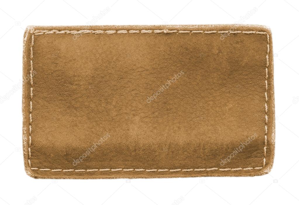 brown leather label on white background