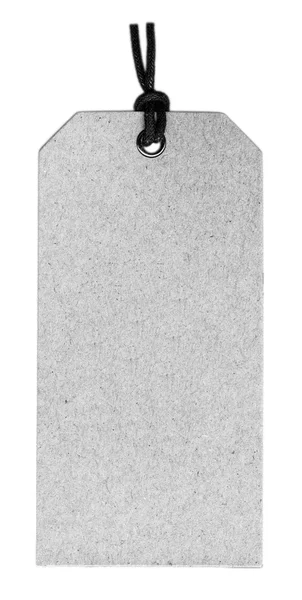 Blank light gray cardboard tag isolated on white — Stock Photo, Image