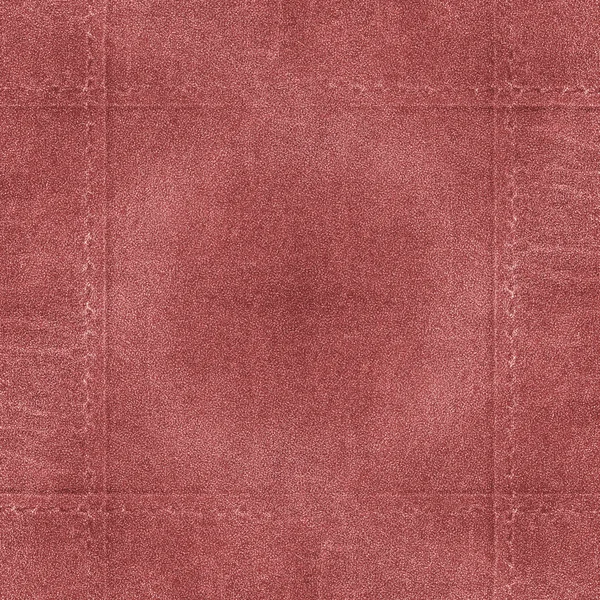 Red leather texture, seams in shape of the frame — Stock Photo, Image
