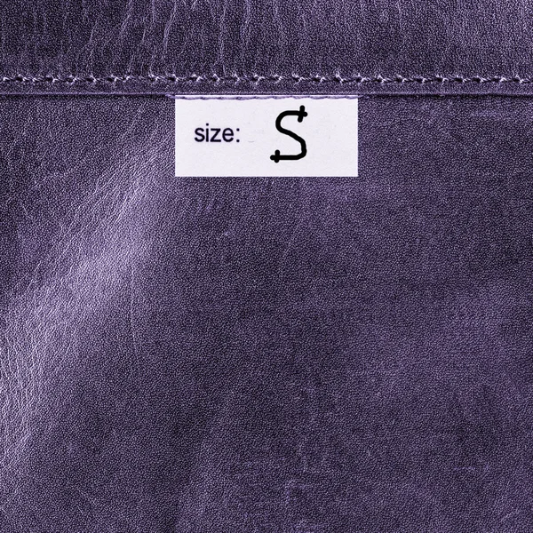 Violet läder texture, söm, stygn, tag, storlek — Stockfoto