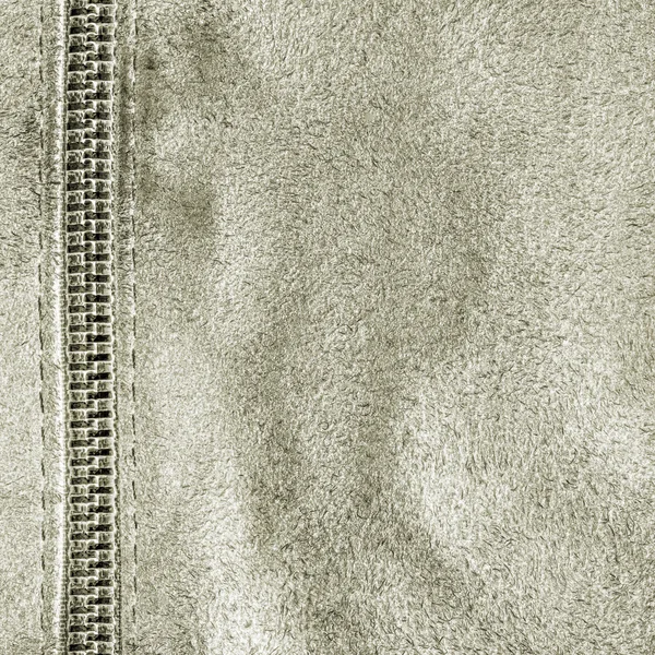 Textura de cuero gris decorado con cremallera — Foto de Stock