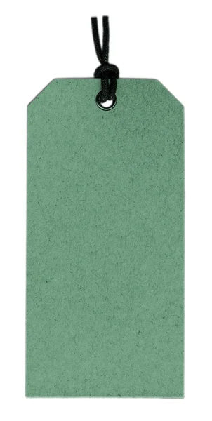 Étiquette en carton blanc vert isolé sur blanc — Photo