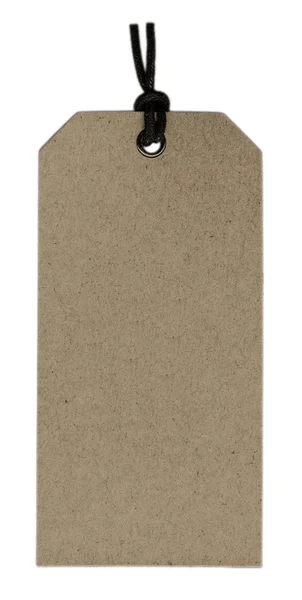 Etiqueta de papelão marrom em branco isolada em branco — Fotografia de Stock