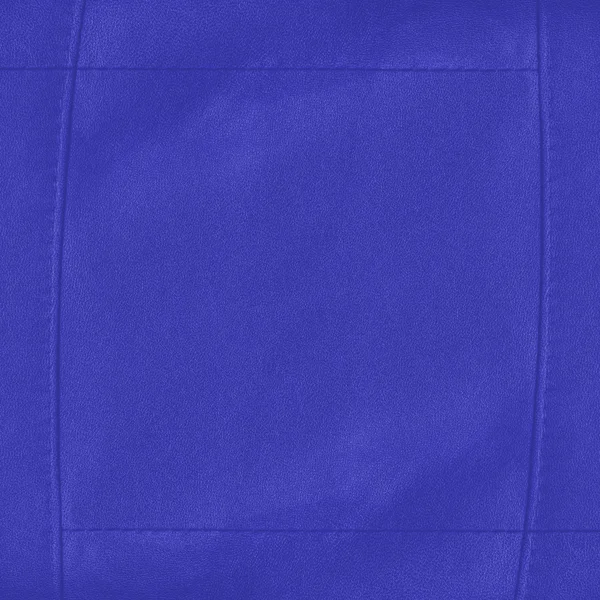 Parlak mavi deri doku, dikişleri çerçeve şeklinde — Stok fotoğraf