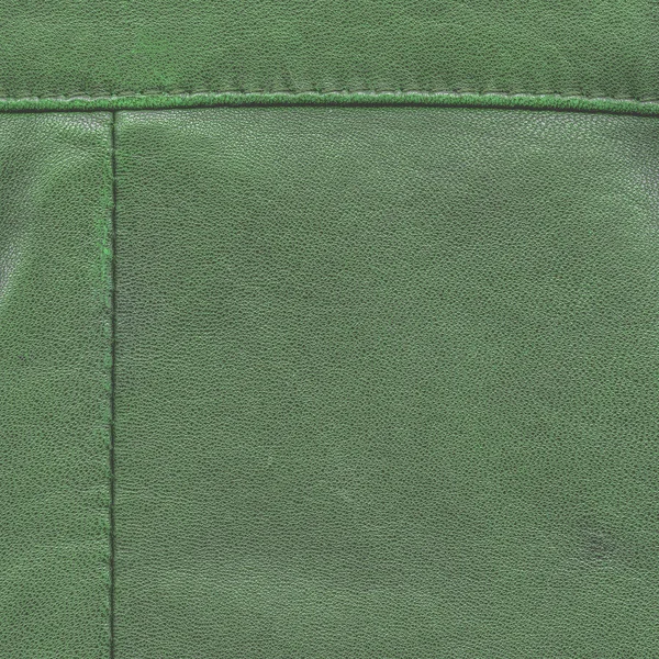 Texture in pelle verde decorata con cuciture — Foto Stock