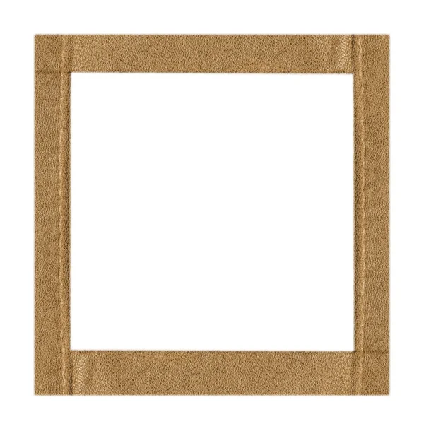 Light brown leather square  frame isolated — Stock Photo, Image