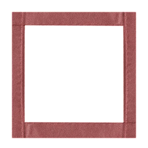 Red handmade leather square  frame isolated on white — Stock Photo, Image