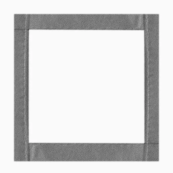Cadre carré en cuir gris fait à la main isolé sur blanc — Photo