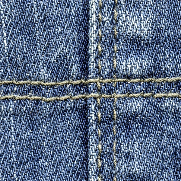 Nahaufnahme mit Denim-Hintergrund, verziert mit Nähten — Stockfoto