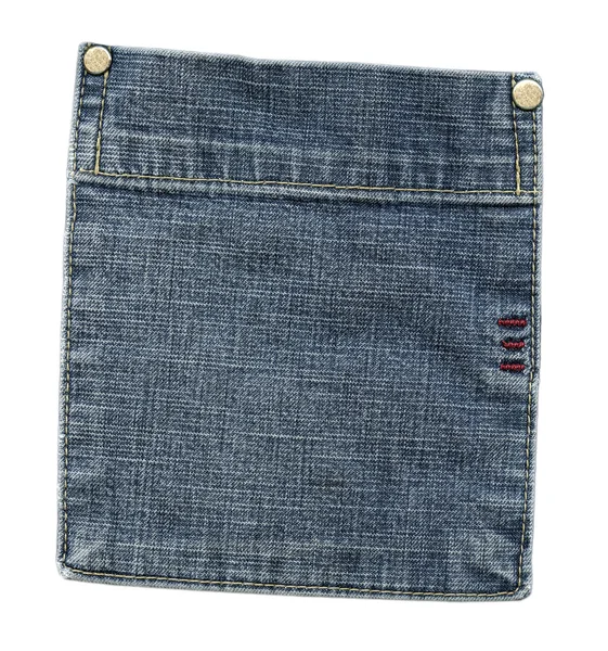 Blue jeans back pocket closeup on white — Stock Photo, Image