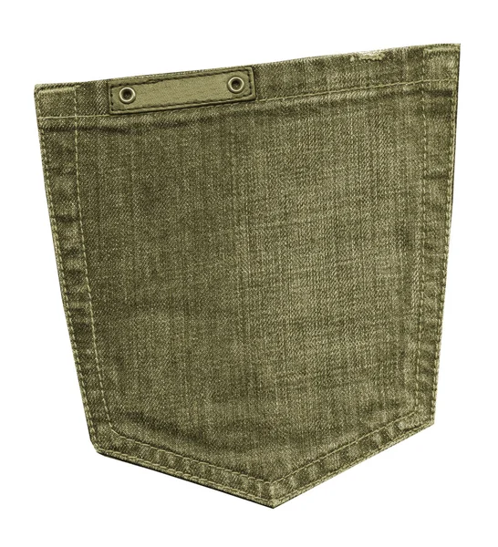 Tasca posteriore isolata jeans color tabacco da fiuto — Foto Stock
