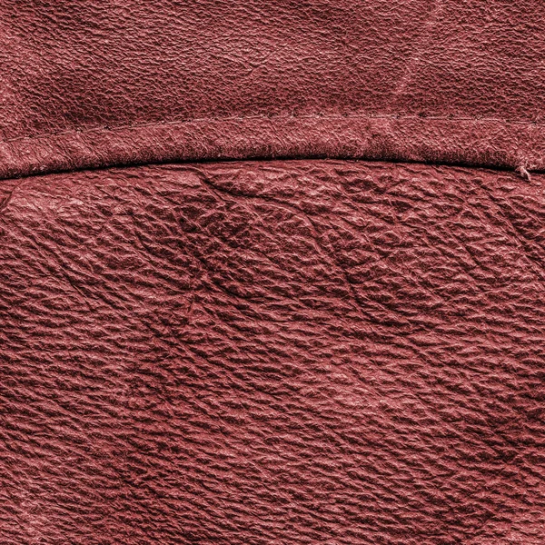 Old red leather background, seam — Stock Photo, Image