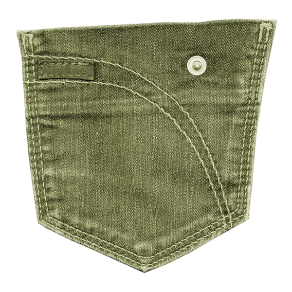 Bolso traseiro de jeans verde isolado no fundo branco — Fotografia de Stock