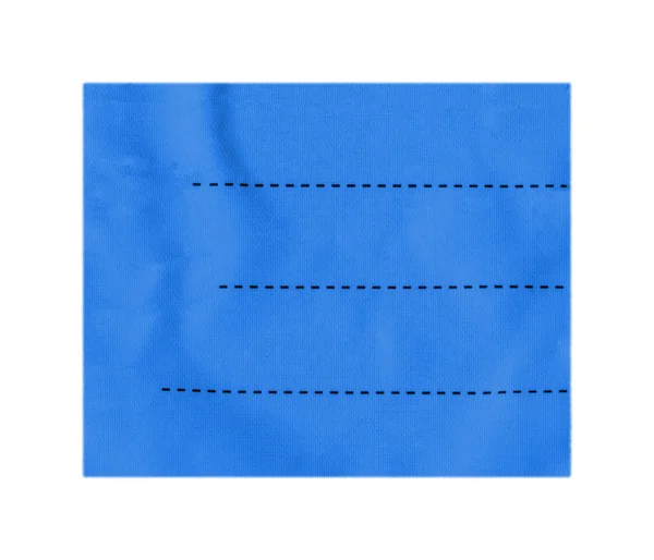 Blue fabric label with place for Your text on white — Stock Photo, Image