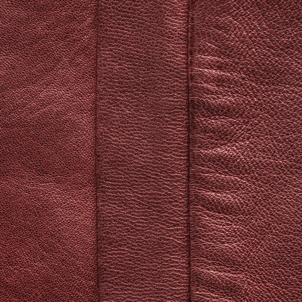 Textura de couro vermelho closeup decorado com costuras — Fotografia de Stock