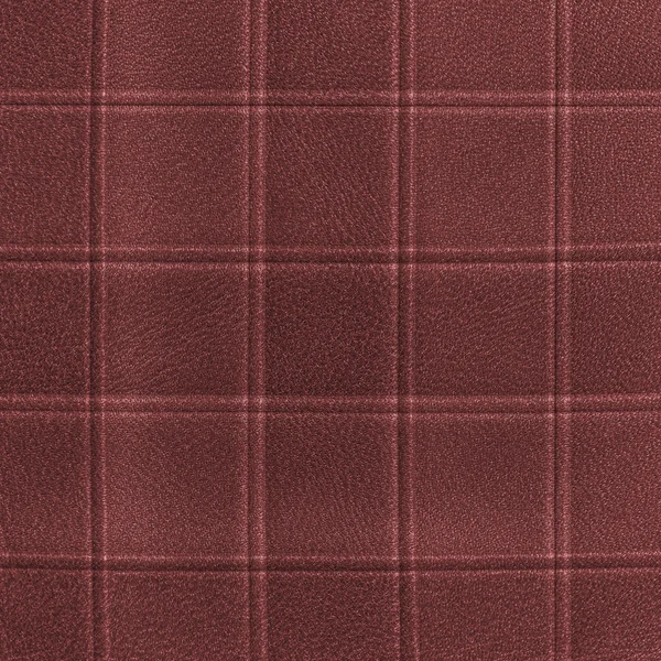 Rood-bruin leder texture versierd met naden — Stockfoto