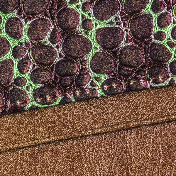 Background of two kinds of  brown leather textures — Stock Photo, Image