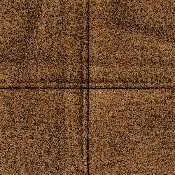 Bruin leder texture versierd met naden — Stockfoto